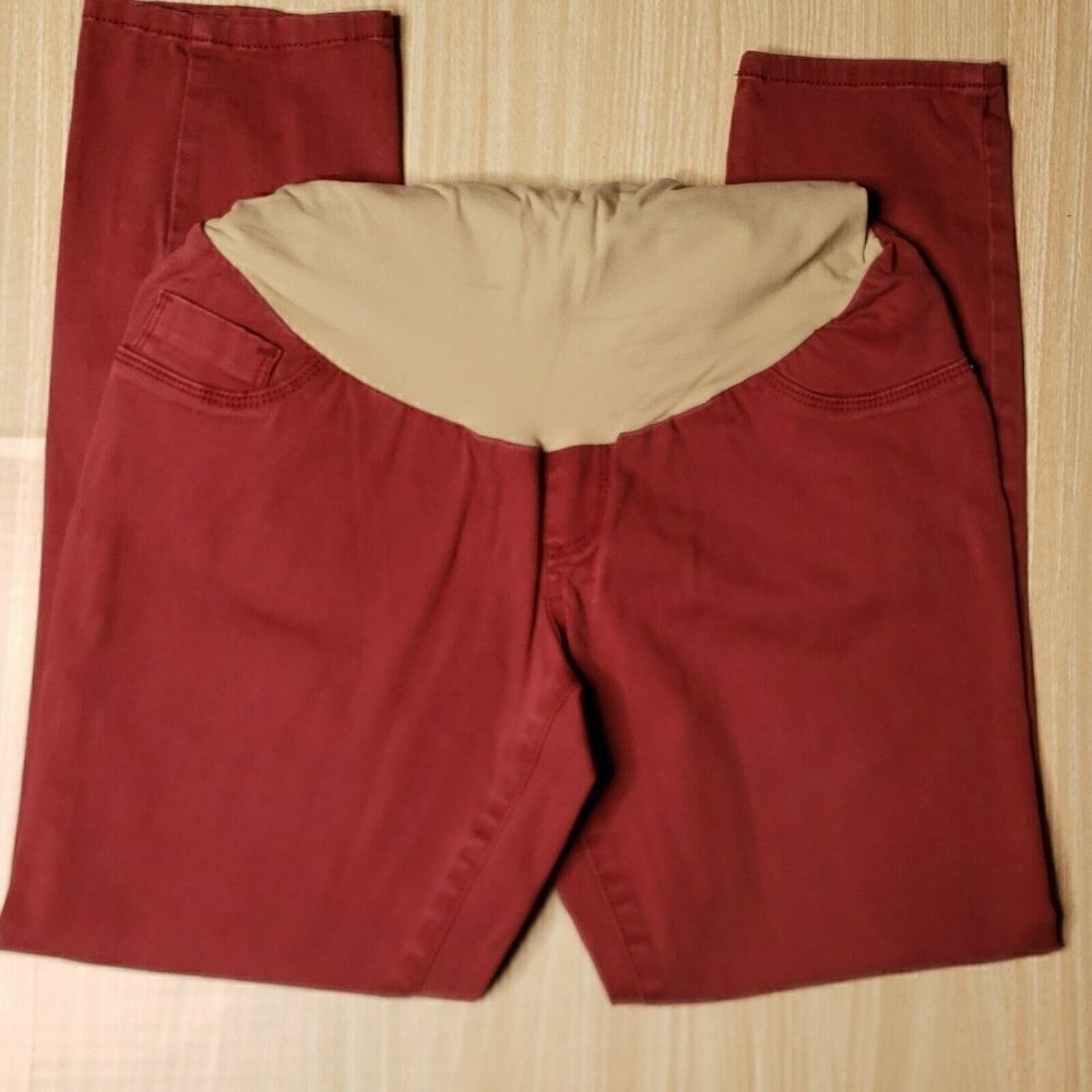 Motherhood Maternity Womens Red Cropped Skinny Ankle Pants Small